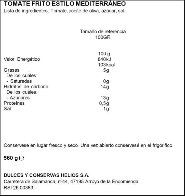 HELIOS TOMAQUET MEDITERRANI 560GR
