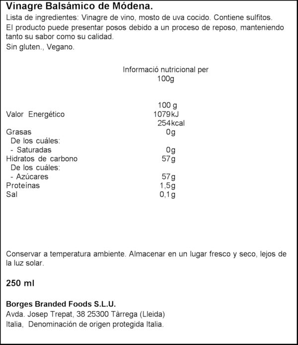 BORGES VINAGRE MODENA RESERVA 25CL.