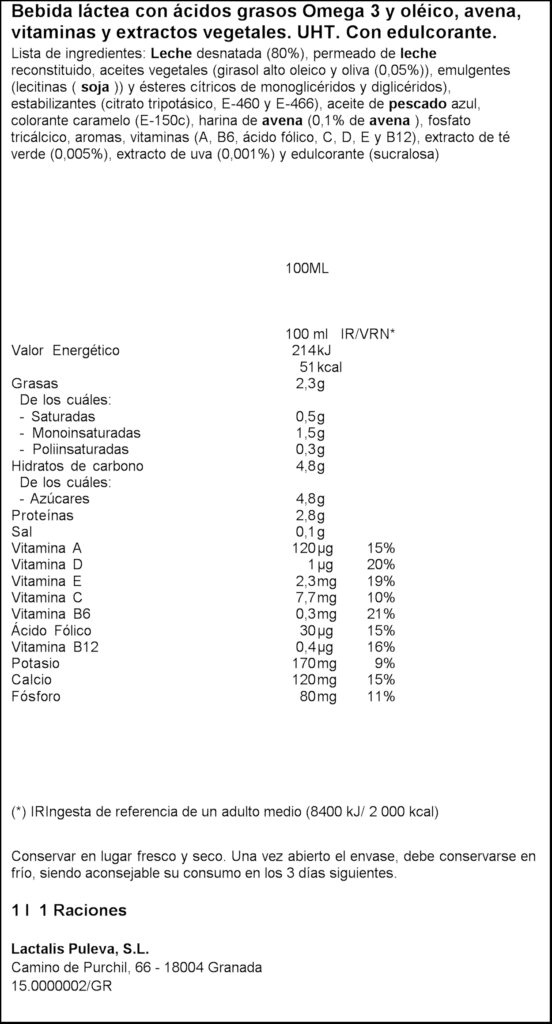 PULEVA LLET OMEGA3 AVENA DESNATADA 1L