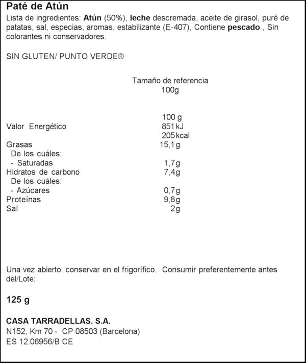 C.TARRADE. PATE TONYINA 125G