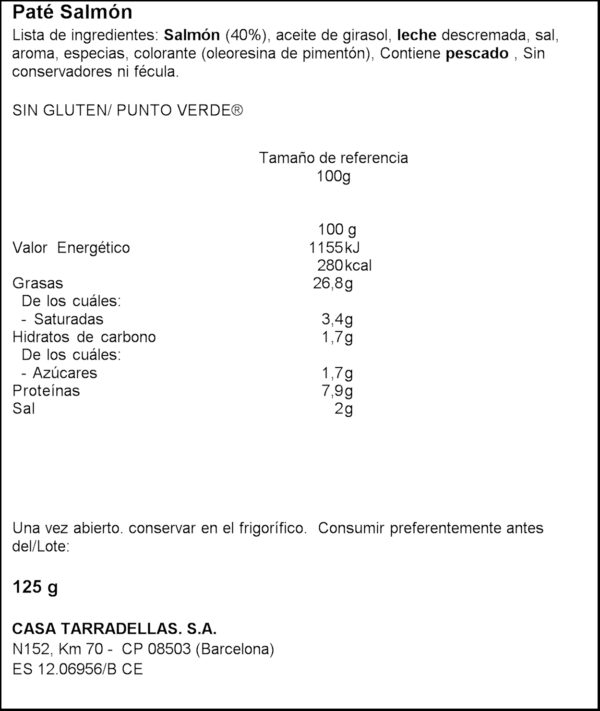 C.TARRADE. PATE SALMO 125G