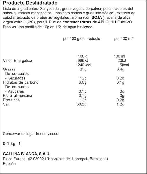 GALLINA BLANCA BROU CARN PASTILLES X8+2