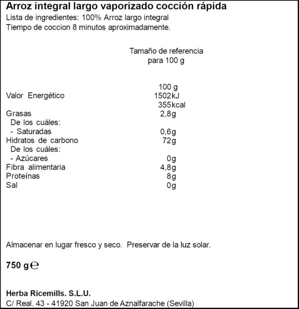 BRILLANTE ARROS INTEGRAL 8 MINUT. 750GR.