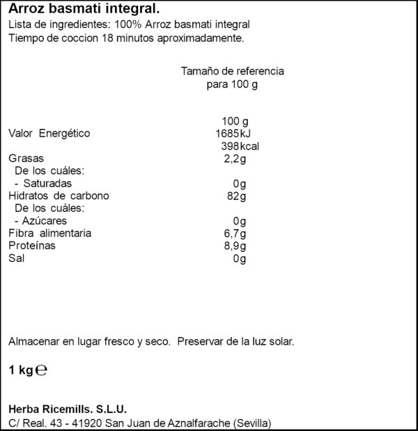 SUNDARI ARROS BASMATI INTEGRAL 1KG