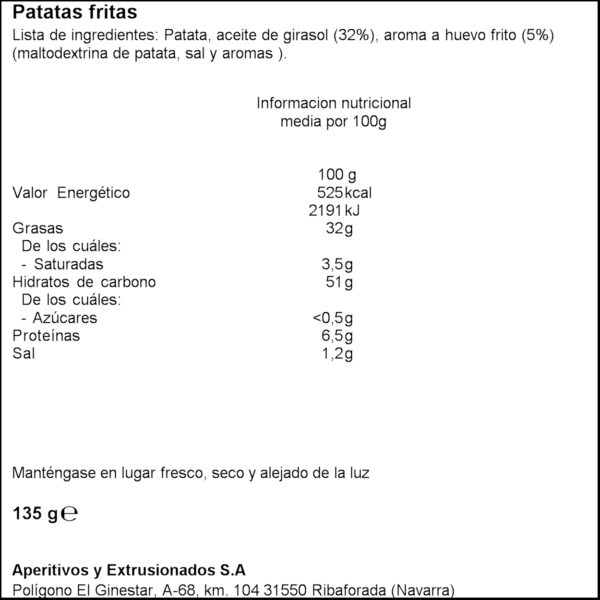 VIDAL PATATES OU FREGIT 135GR