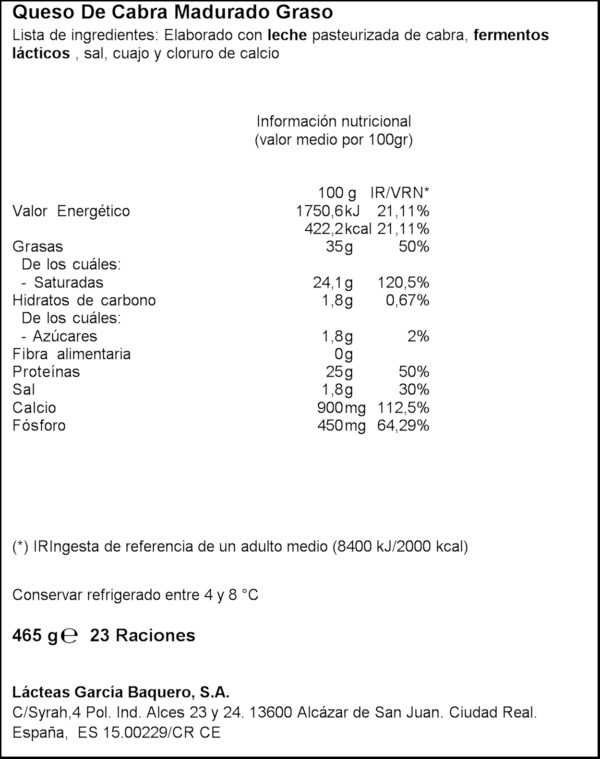 G.BAQUERO FORMT.CABRA MITJ MINI 465GR