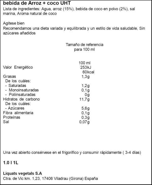 YOSOY BEGUDA ARROS/COCO 1L