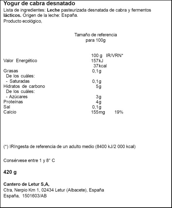 CANTERO ECO IOGURT CABRA 0% 420GR