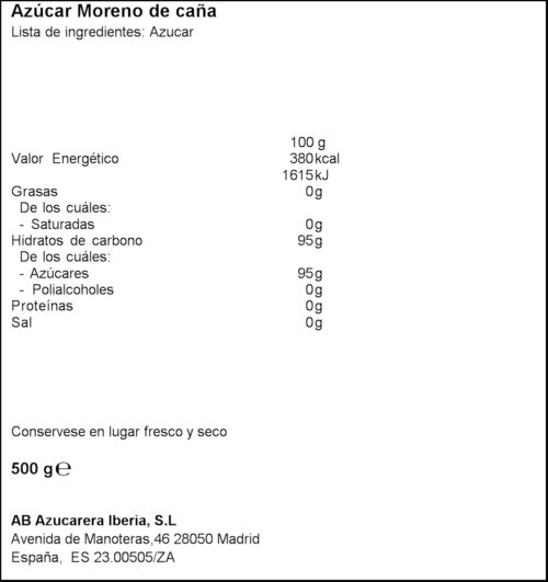 AZUCARERA SUCRE MORENO DE CANYA 500GR