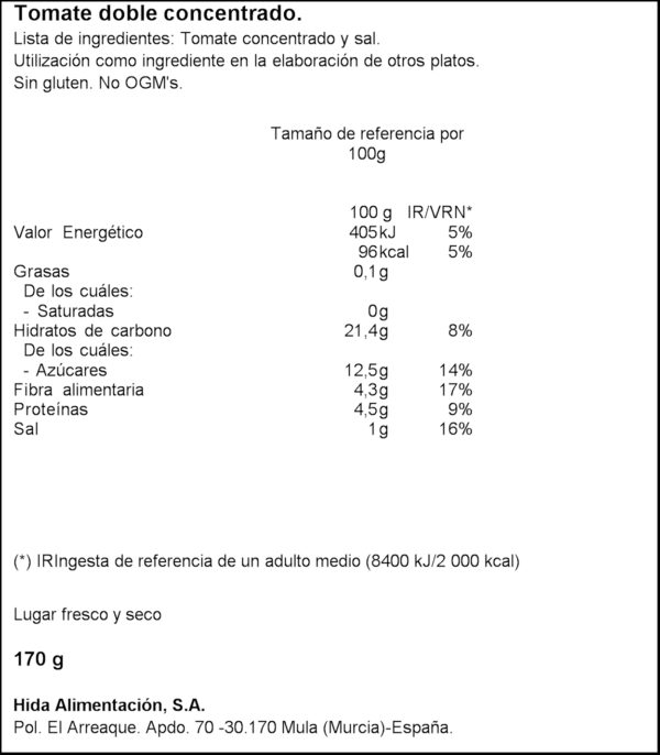 HIDA TOMAQUET DOBLE CONCENTRAT 170GR