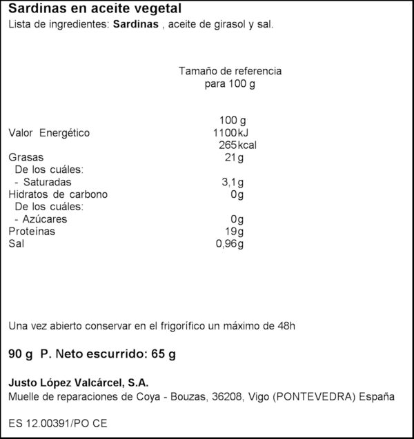 VIGILANTE SARDINES EN OLI D'OLIVA 90GR