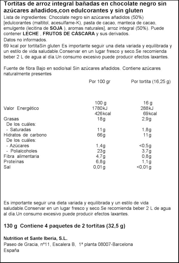 BICENTURY GALETES D'ARROS INTEGRAL AMB XOCOLATA 130GR