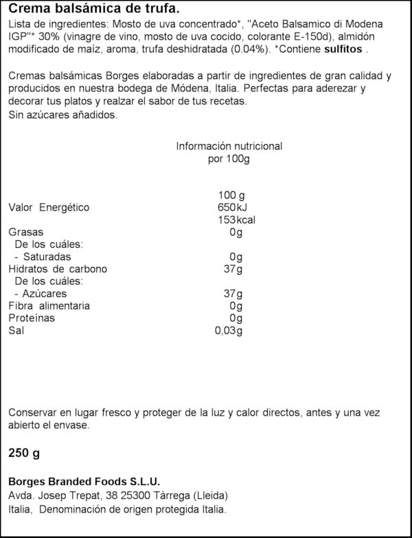 BORGES CREMA BALSAMICA AMB TOFONA 250GR