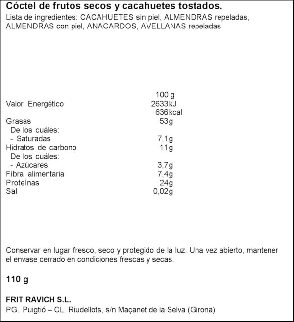 FRIT RAVICH COCTEL SENSE SAL 110GR