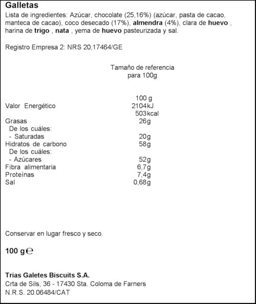 TRIAS GALETAS COCO-XOCO 100GR