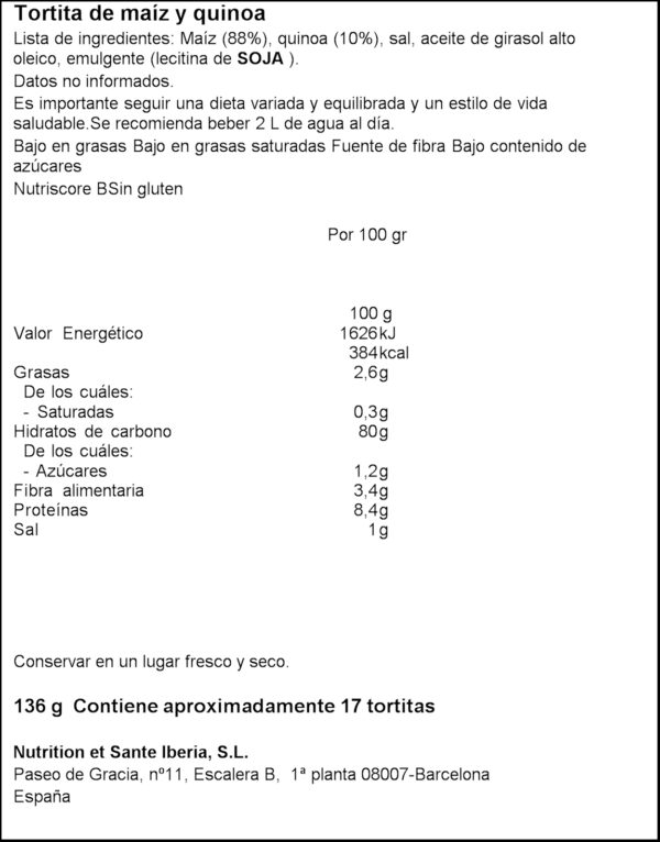 BICENTURY TORT.BLAT DE MORO/QUINOA 136G