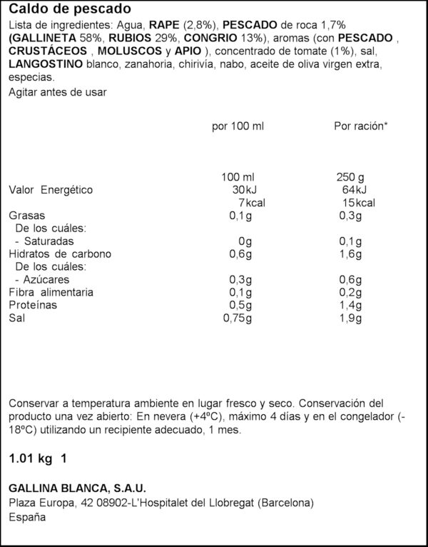 GALLINA BLANCA FUMET 1L