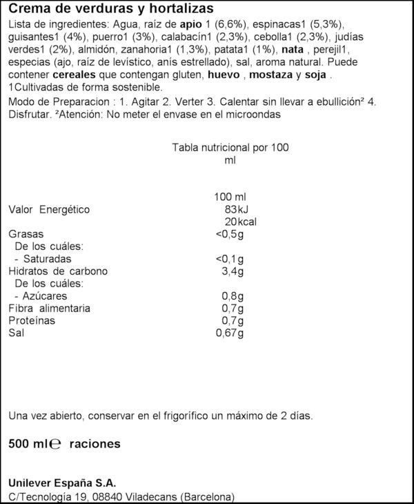 KNORR CREMA DE CARBASSA ESPINAQUES I PESSOLS 500ML