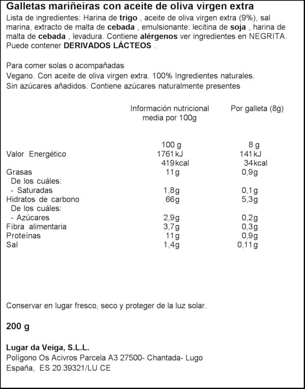 DAVEIGA MARIÑEIRA GALETAS AMB OLIVA 200GR