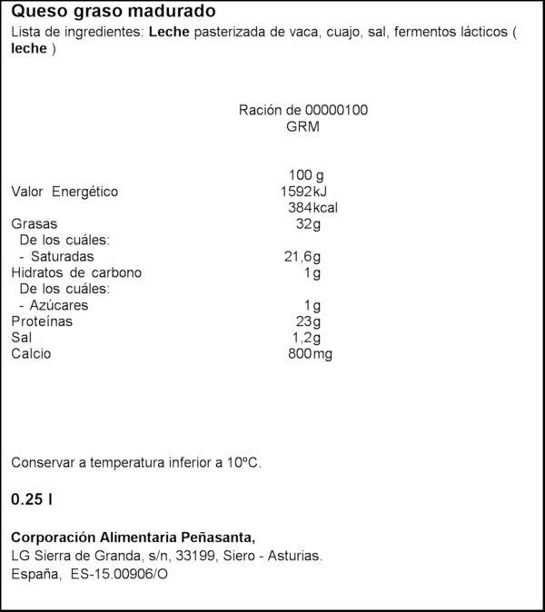 CENTRAL LECHERA ASTURIANA LLESQUES CREMÓS ASTURIANA 250GR