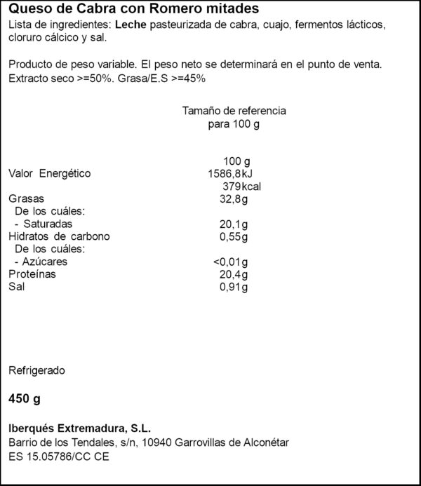 IBERQUES FORMATGE CABRA ROMANI 450GR