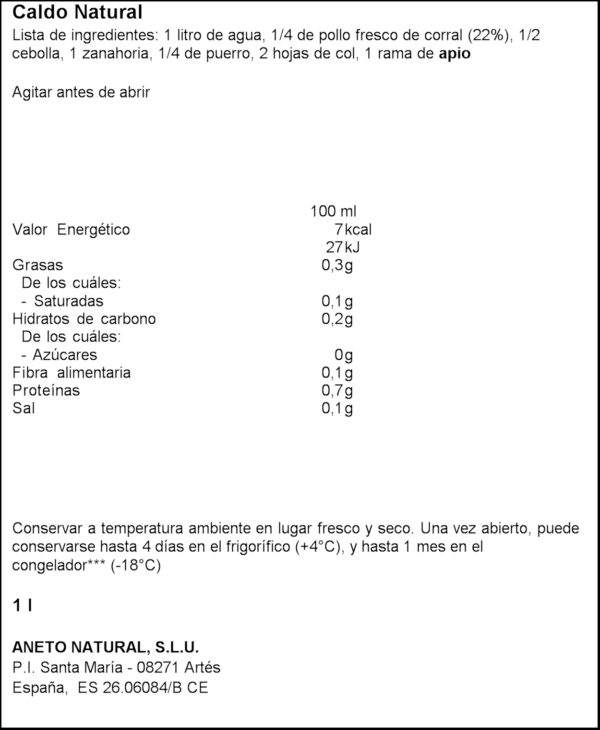 ANETO BROU POLLSTRE 0% SAL AFEGIDA 1L.