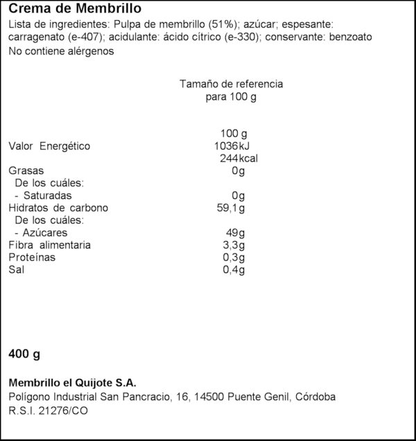 EL QUIJOTE CREMA CODONY 400GRQ