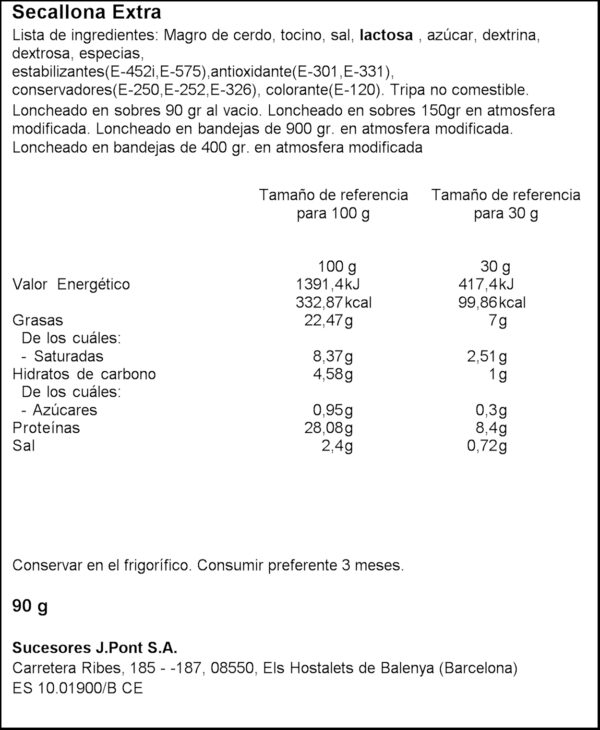 PONT SECALLONA 90GR