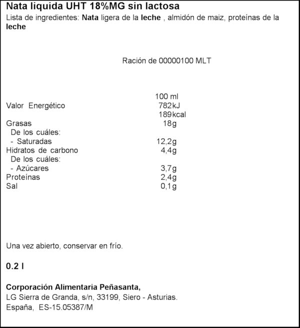 ASTURIANA NATA S/LACTOSA 200ML