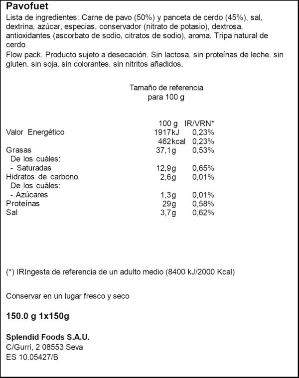 CAN DURAN EXENTIS FUET GALL DINDI 150GR