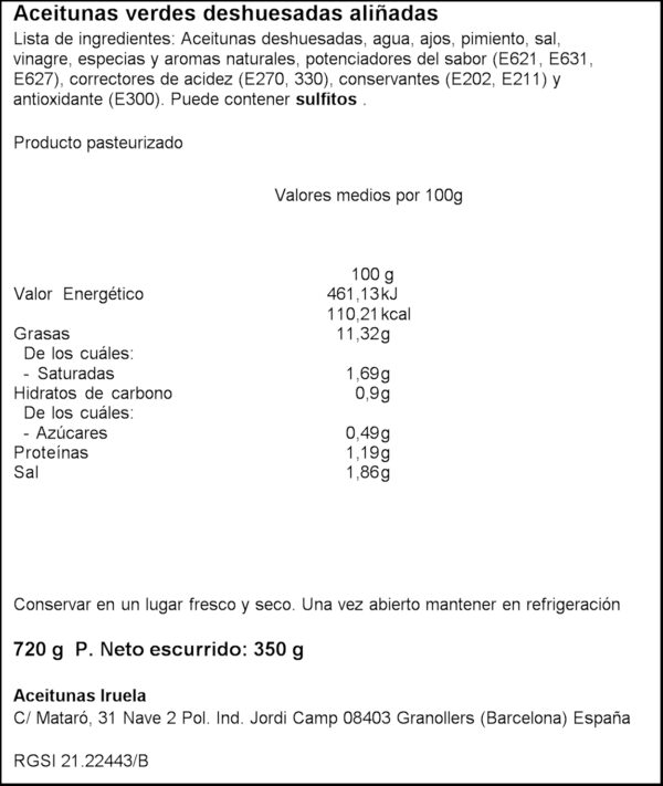 IRUELA OLIVES TEXANES SENSE OS 320GR