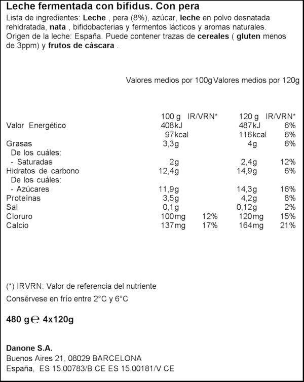 ACTIVIA IOGURT BIFIDUS PERA 4X125GR