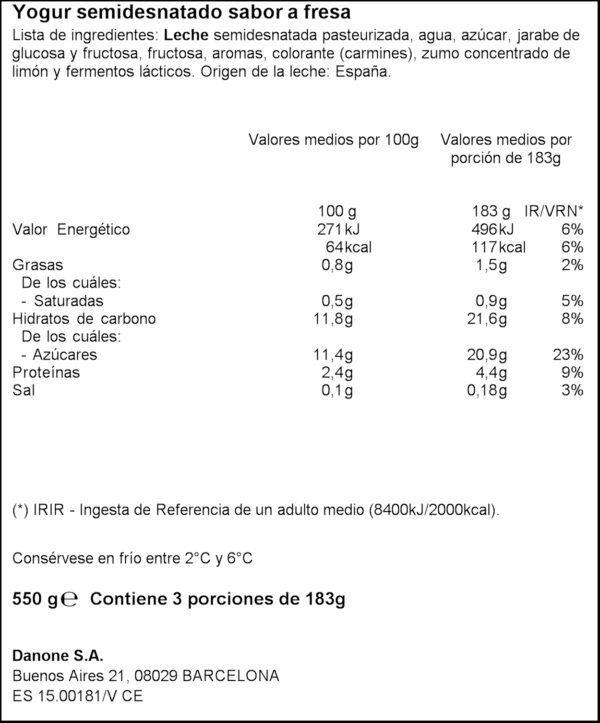 DANONE IOGURT LIQUID MADUIXA 550ML