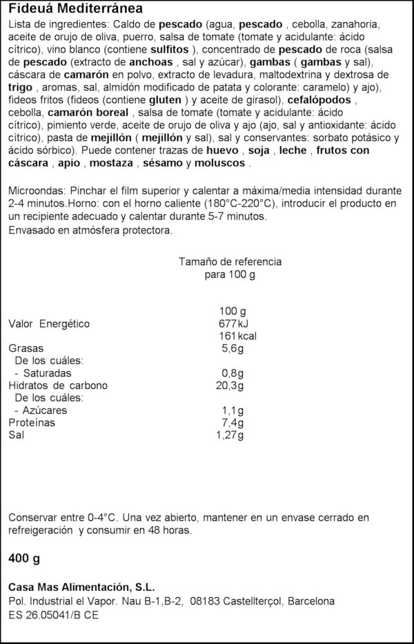 CASA MAS FIDEUA MEDITERRANIA 400GR