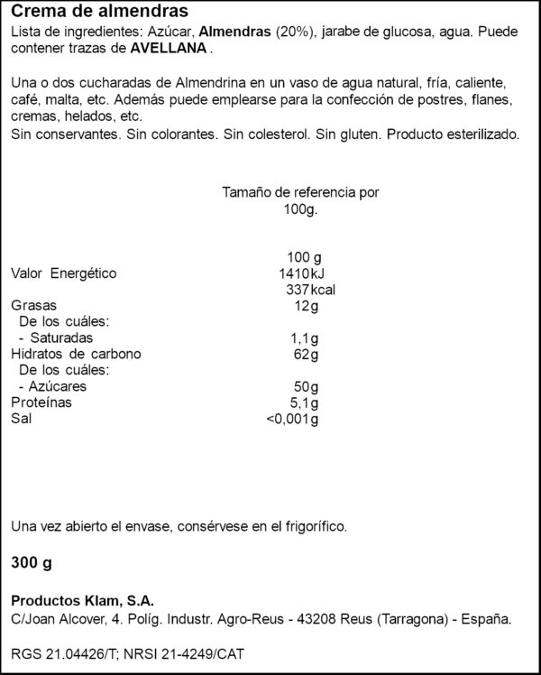 ALMENDRINA CREMA AMETLLA 300GR