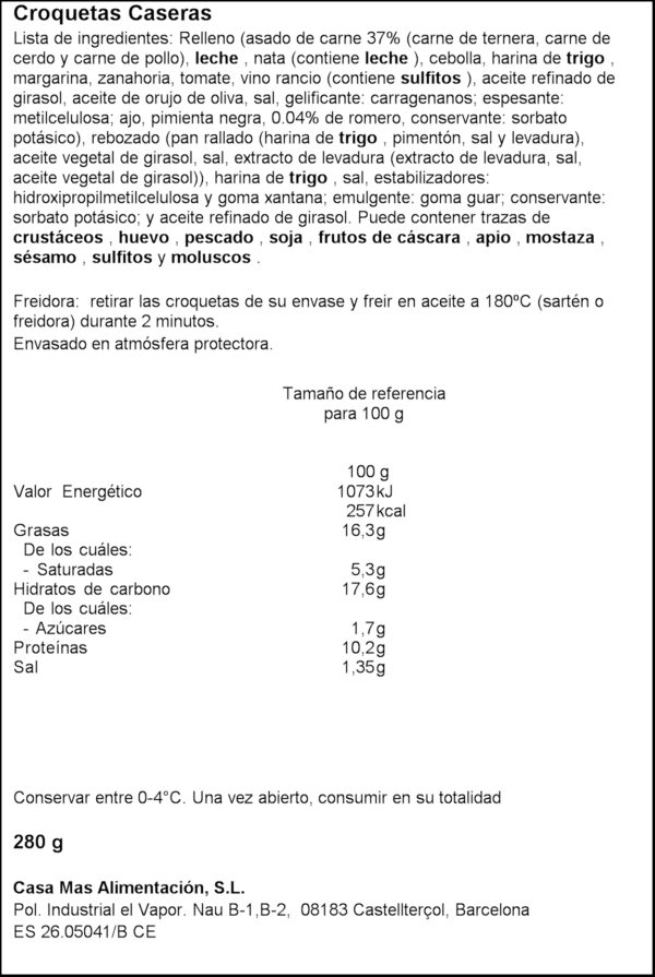 CASA MAS CROQUETES CASOLANES 280GR