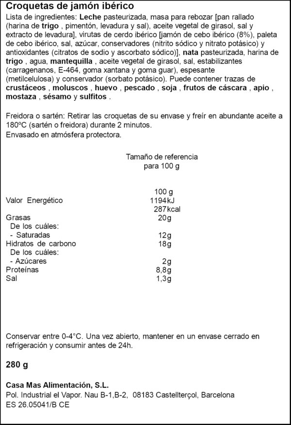 CASA MAS CROQUETES PERNIL 280GR