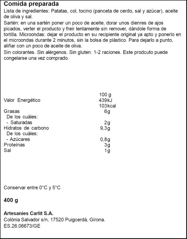 CARLIT TRINXAT DE LA CERDANYA 400G