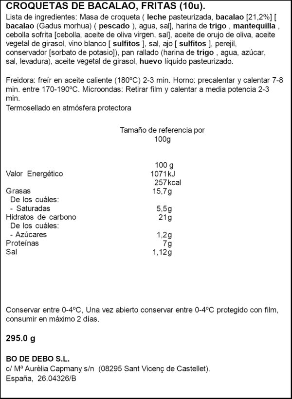 BO DE DEBO CROQUETES CASOLANES BACALLA 10U