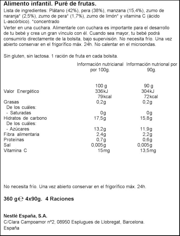 NESTLE 4 FRUITES 4X90 GR