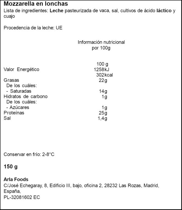 ARLA MOZZARELLA EN LLESQUES 150GR