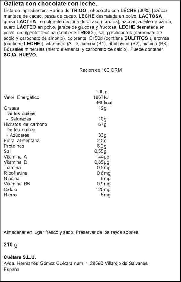 TOSTARICA GALETA XOCO CUETARA 210GR