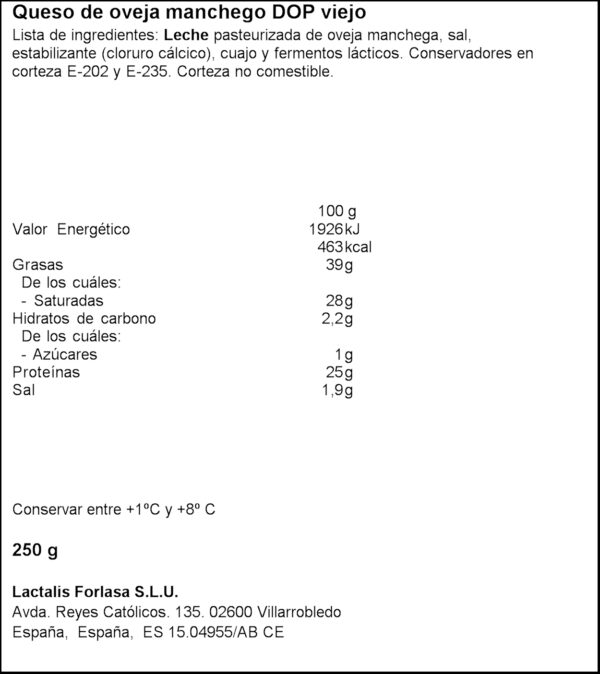 DON BERNARDO FORMATGE MANXEC CUNYES 250GR