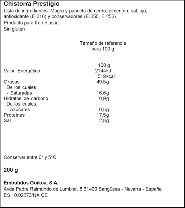 GOIKOA XISTORRA 200GR