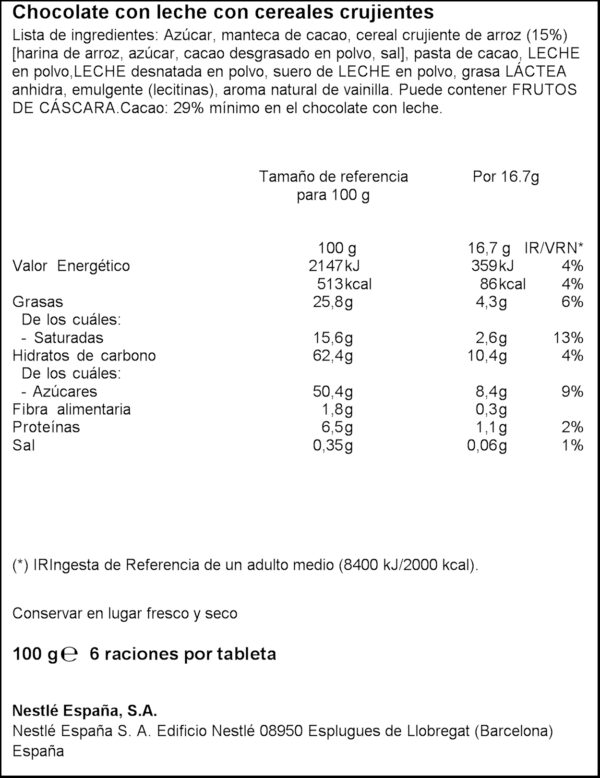 NESTLE XOCOLATA CRUNCH 100G