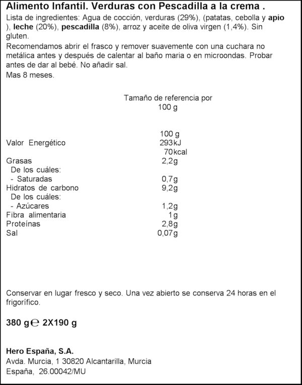 HERO BABY CREMA VERDURES AMB PEIX 2X200ML