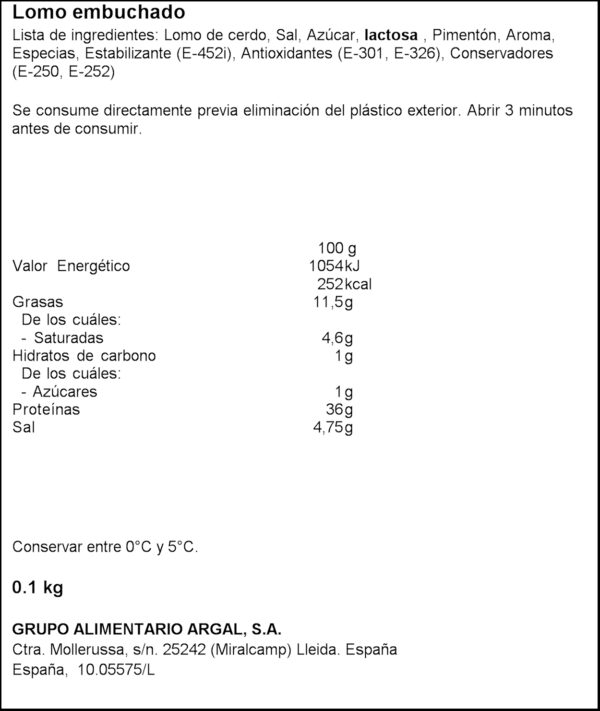 ARGAL LLOM EMBUTXAT PLAT 100GR