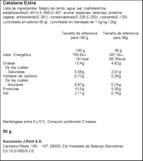 PONT CATALANA EXTRA 90GR