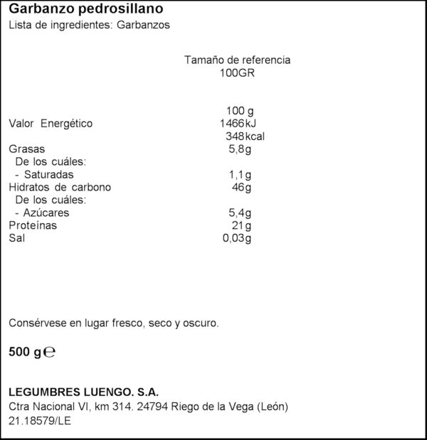 LUENGO CIGRONS PEDROSILLANO 500GR
