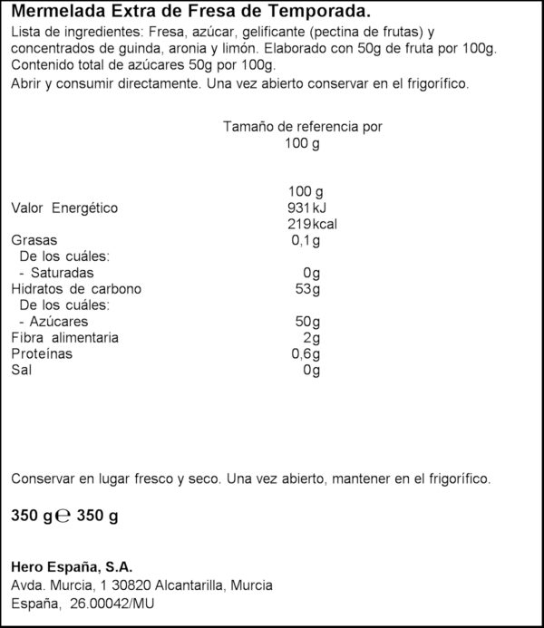 HERO MELMELADA MADUIXA 350GR